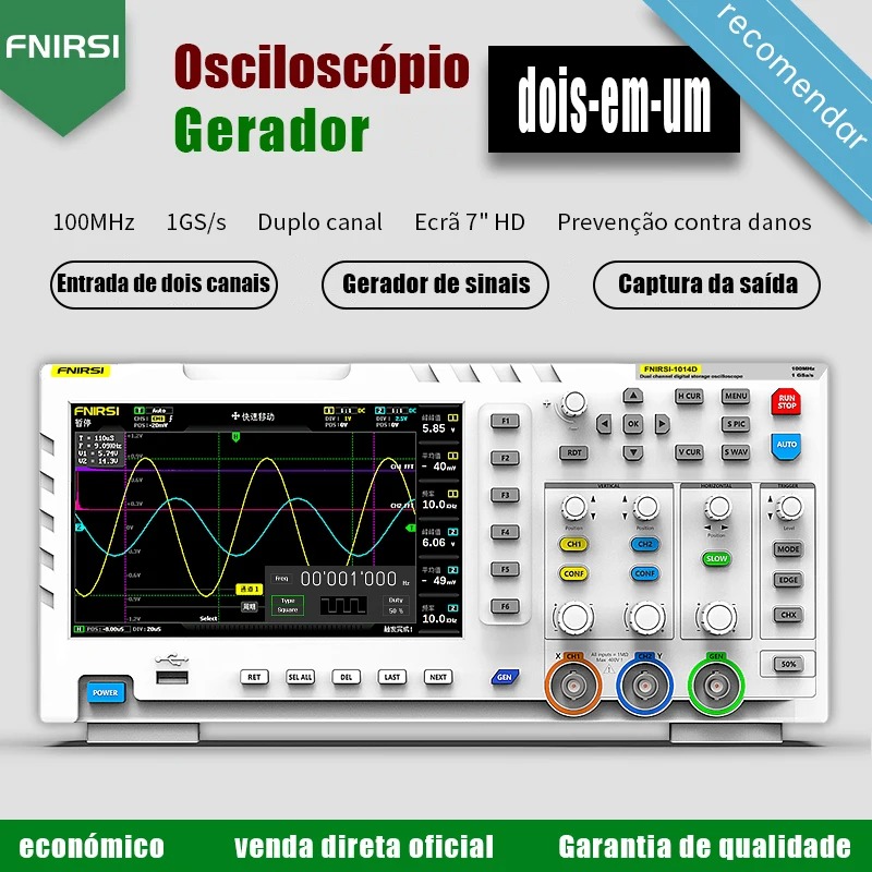 Digital Storage Oscilloscope 100Mhz - FNIRSI 1014D Digitales Oszilloskop 2-in-1 mit